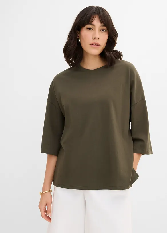 Oversize-Shirt aus elastischem Bio-Baumwoll-Mix, bonprix