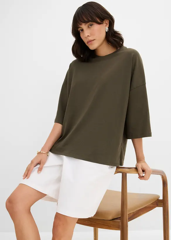 Oversize-Shirt aus elastischem Bio-Baumwoll-Mix, bonprix