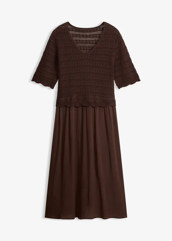 Robe avec haut int&eacute;gr&eacute; en maille ajour&eacute;e, bonprix