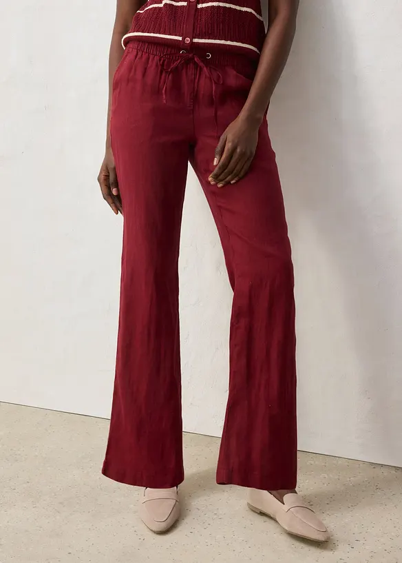 Pantalon en lin &agrave; taille &eacute;lastiqu&eacute;e, bonprix