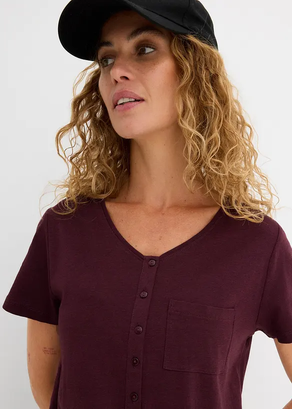 T-shirt &agrave; encolure boutonn&eacute;e, bonprix
