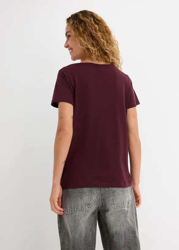 T-shirt &agrave; encolure boutonn&eacute;e, bonprix