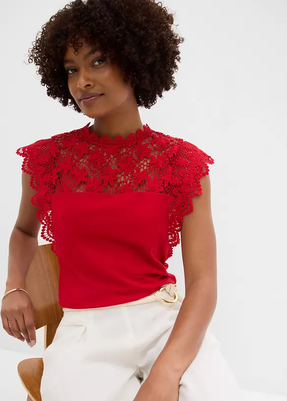 Shirt mit Spitzeneinsatz, bonprix