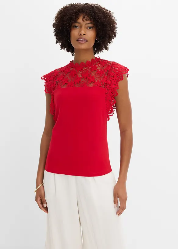 Shirt mit Spitzeneinsatz, bonprix