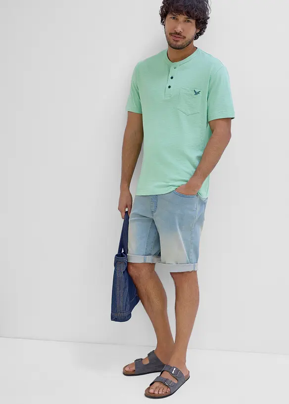 T-shirt col tunisien 100% coton, bonprix
