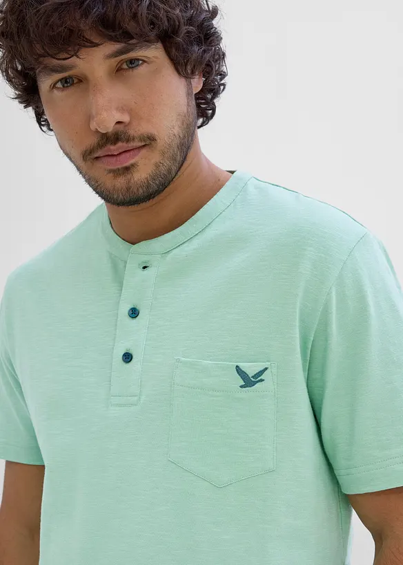T-shirt col tunisien 100% coton, bonprix
