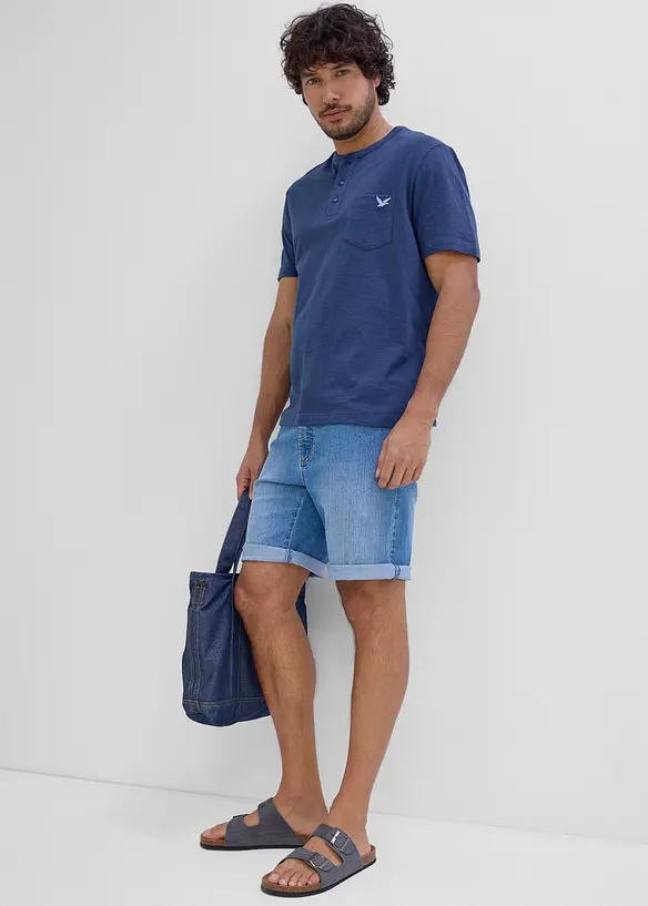 T-shirt col tunisien 100% coton, bonprix