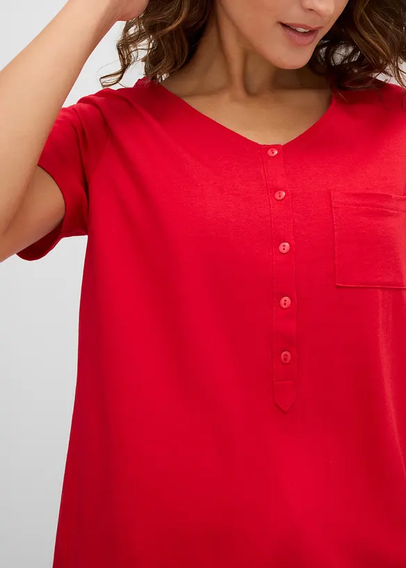 T-shirt &agrave; encolure boutonn&eacute;e, bonprix