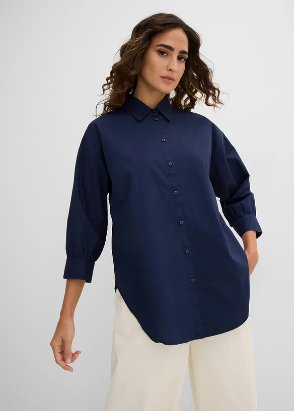 Oversize-Hemd aus Baumwolle mit 3/4 Arm, bonprix