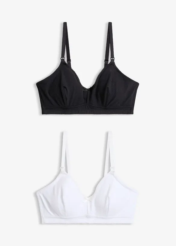 Lot de 2 soutiens-gorge d&rsquo;allaitement sans armatures en coton ajour&eacute;, bonprix