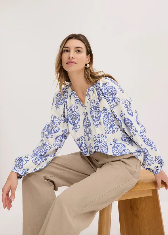 Blouse fluide en viscose m&eacute;lang&eacute;e, bonprix