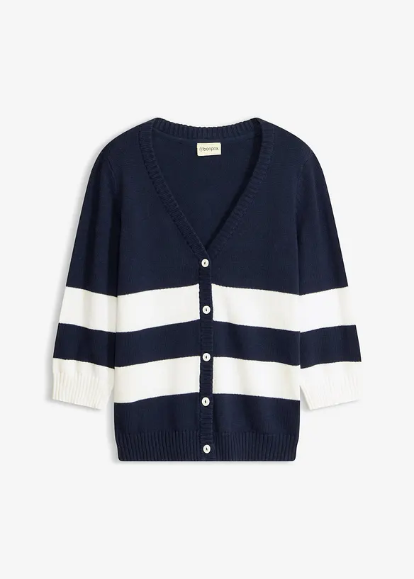 Baumwollstrickjacke mit Streifen, bonprix
