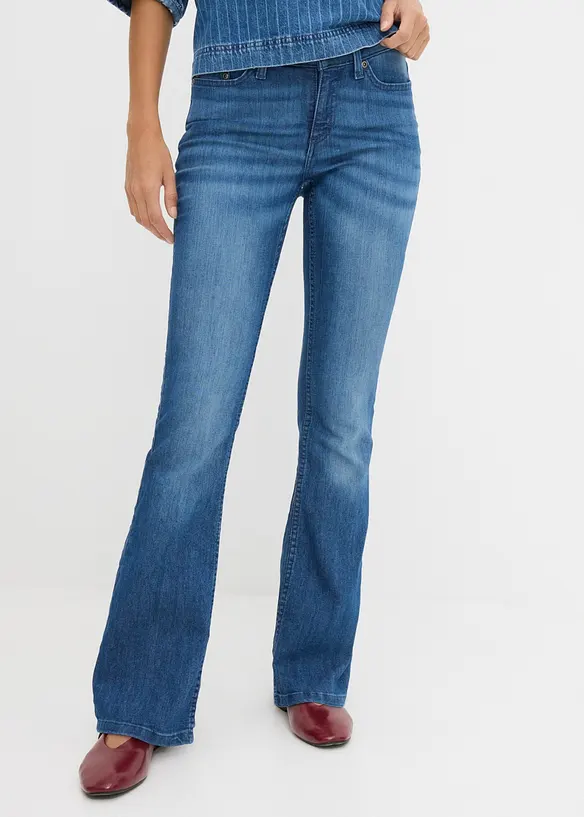 Jean bootcut taille mi-haute, extensible, bonprix