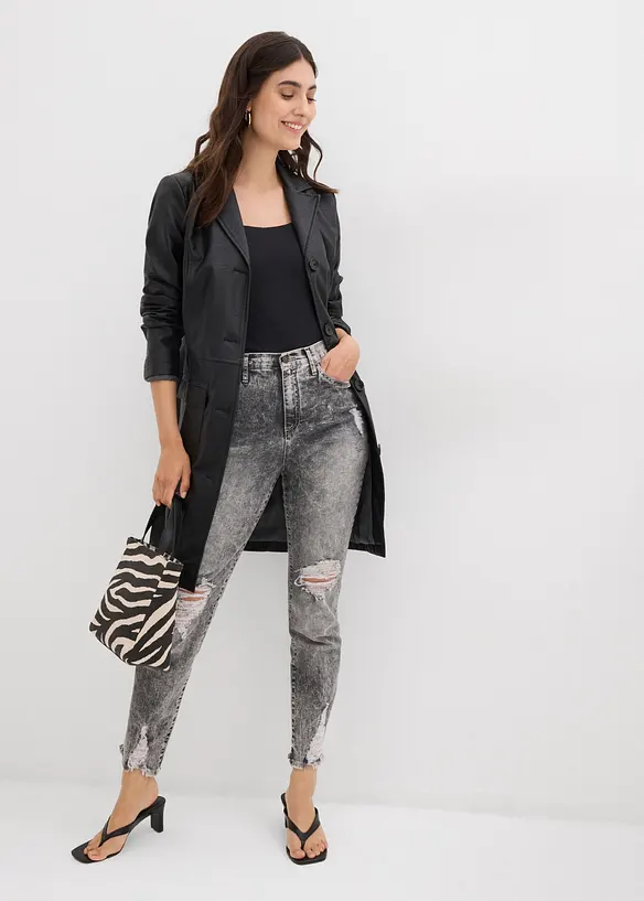 Mom-Jeans High Waist mit Destroy-Effekten, bonprix