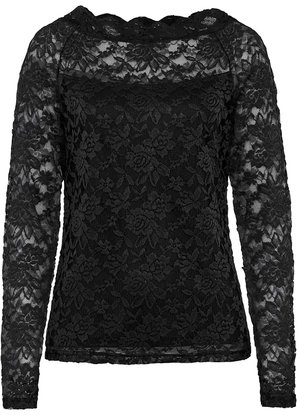 T-shirt manches longues en dentelle, bonprix