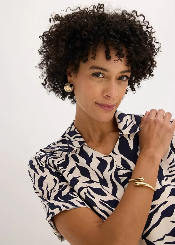 Kleid mit eingelegter Falte aus flie&szlig;ender Viskose, bonprix