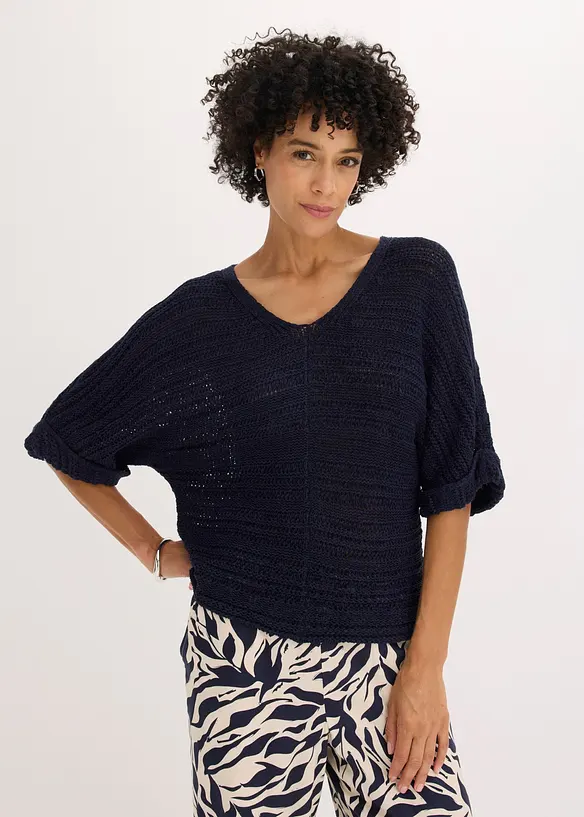 Pull en maille ajour&eacute;e, bonprix