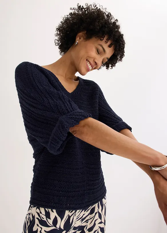 Pull en maille ajour&eacute;e, bonprix