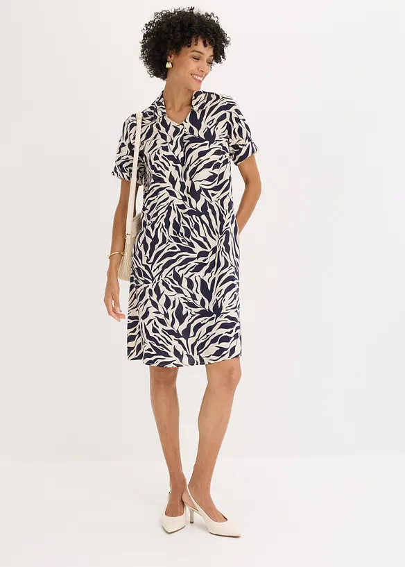 Kleid mit eingelegter Falte aus flie&szlig;ender Viskose, bonprix