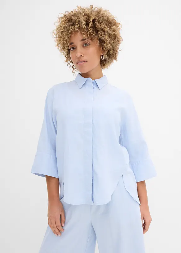 Hemdbluse aus k&uuml;hlendem Leinen-Mix, bonprix