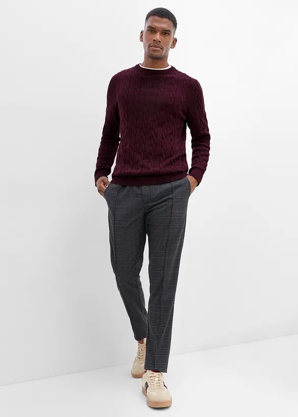Feinstrickpullover mit Zopfmuster, Slim Fit, bonprix
