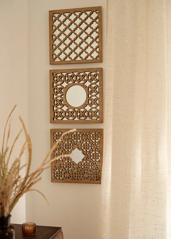 D&eacute;coration murale avec miroir et ornements (3 pces), bonprix