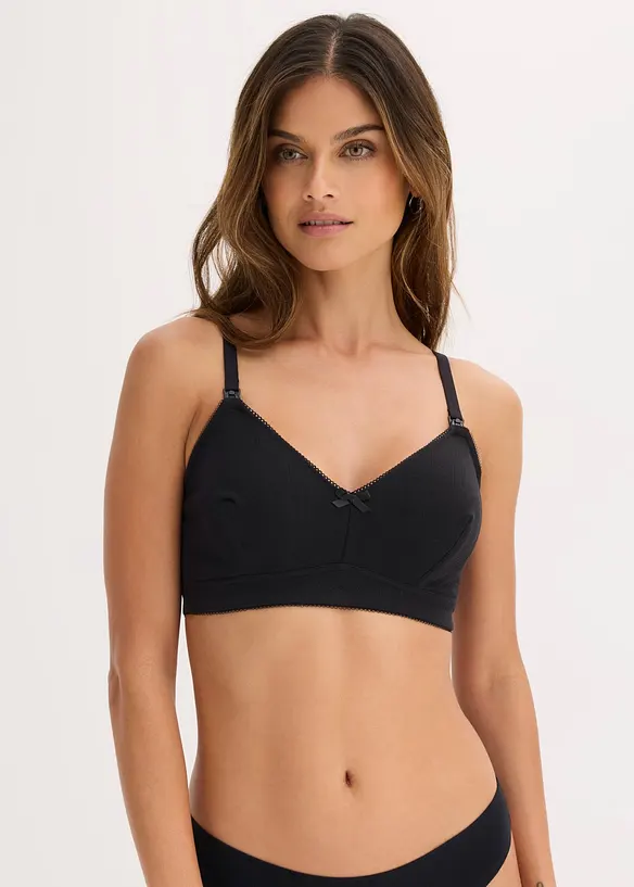 Lot de 2 soutiens-gorge d&rsquo;allaitement sans armatures en coton ajour&eacute;, bonprix