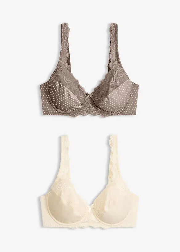 Lot de 2 soutiens-gorge &agrave; armatures et dentelle, bonprix
