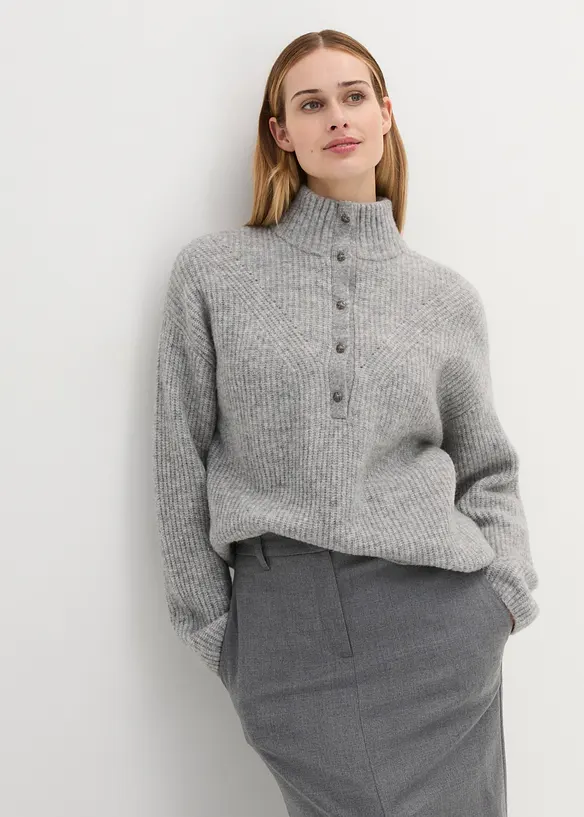 Pull oversize en m&eacute;lange laine et alpaga, bonprix