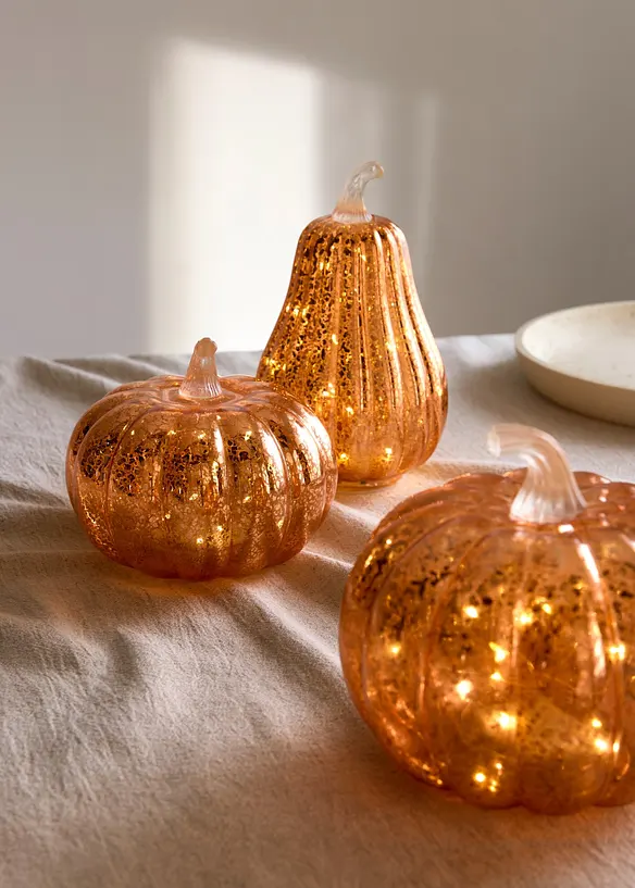 Figurines d&eacute;co LED citrouilles (ens. 3 pces), bonprix