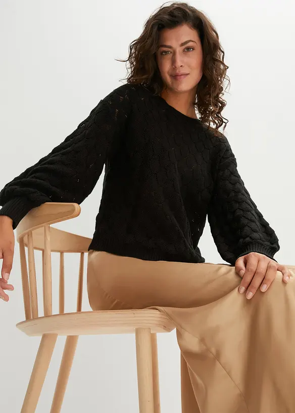 Pull en maille ajour&eacute;e, bonprix