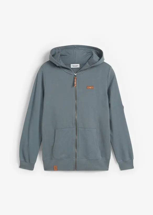 Sweat zipp&eacute; &agrave; capuche, 100% coton, bonprix