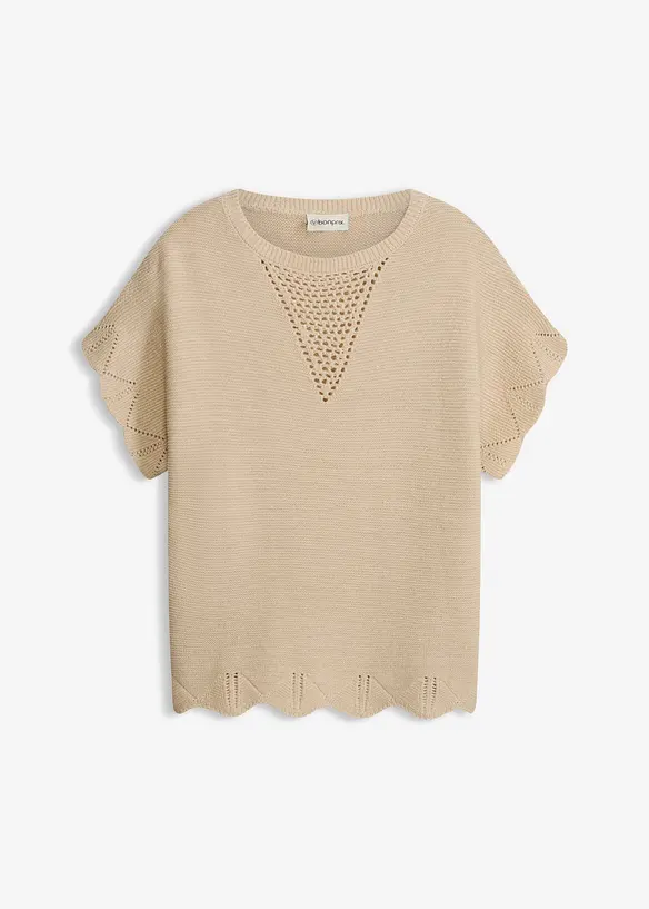 Kurzarm Pullover mit Glitzergarn, bonprix
