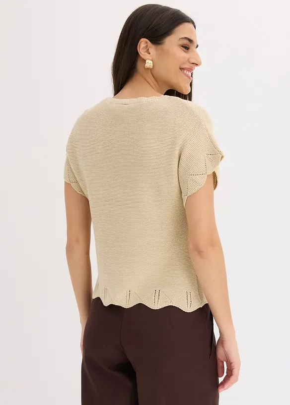 Kurzarm Pullover mit Glitzergarn, bonprix