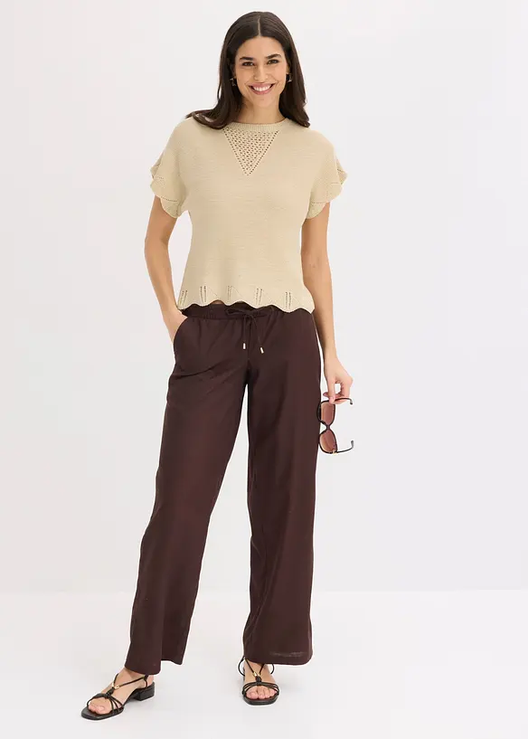 Kurzarm Pullover mit Glitzergarn, bonprix