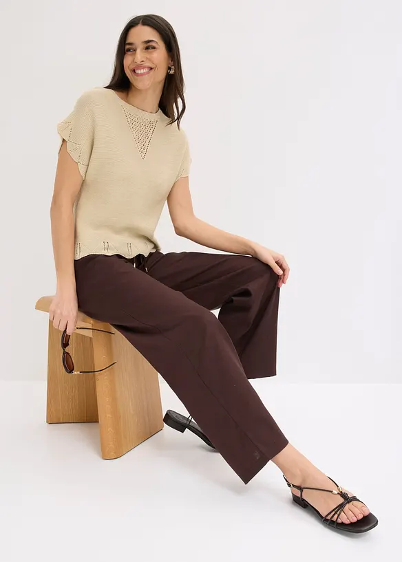 Kurzarm Pullover mit Glitzergarn, bonprix