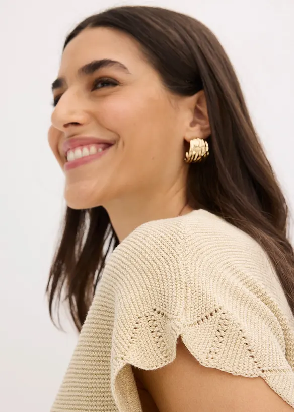Kurzarm Pullover mit Glitzergarn, bonprix