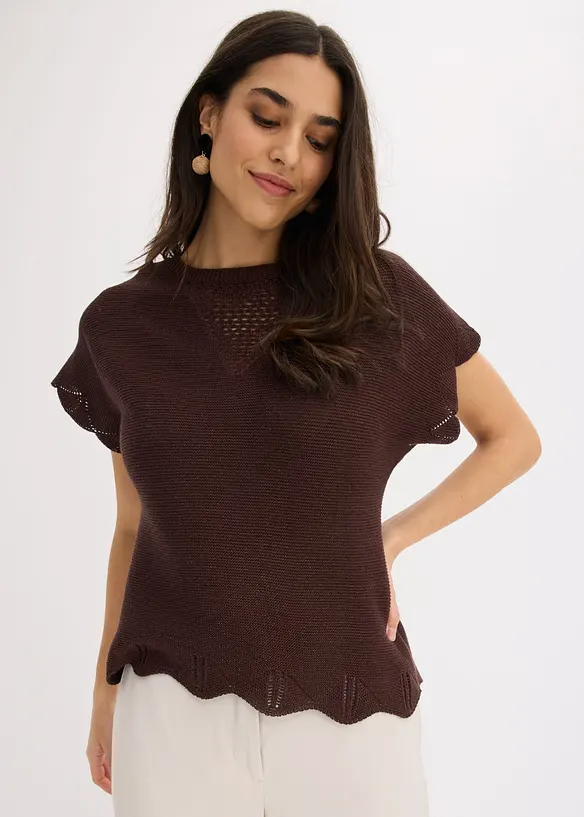 Pull manches courtes avec fil brillant, bonprix