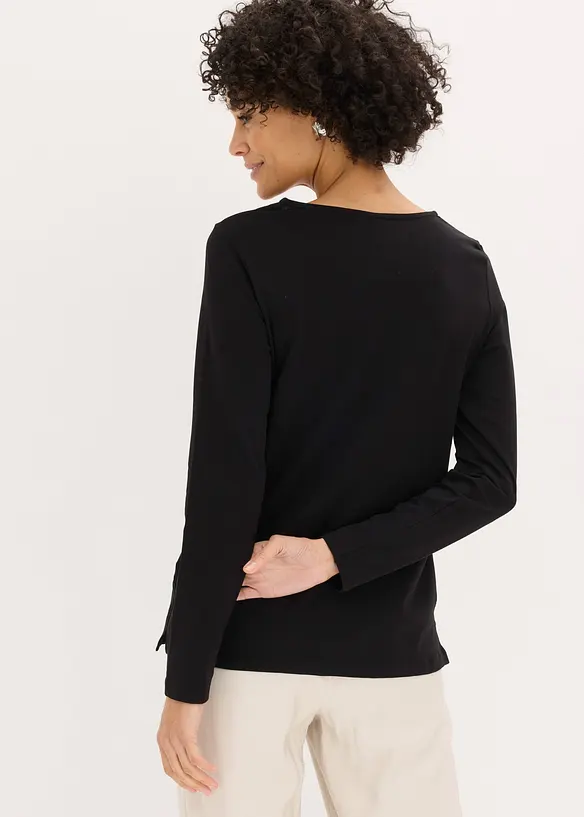 T-shirt manches longues d&eacute;tails &oelig;illets, bonprix