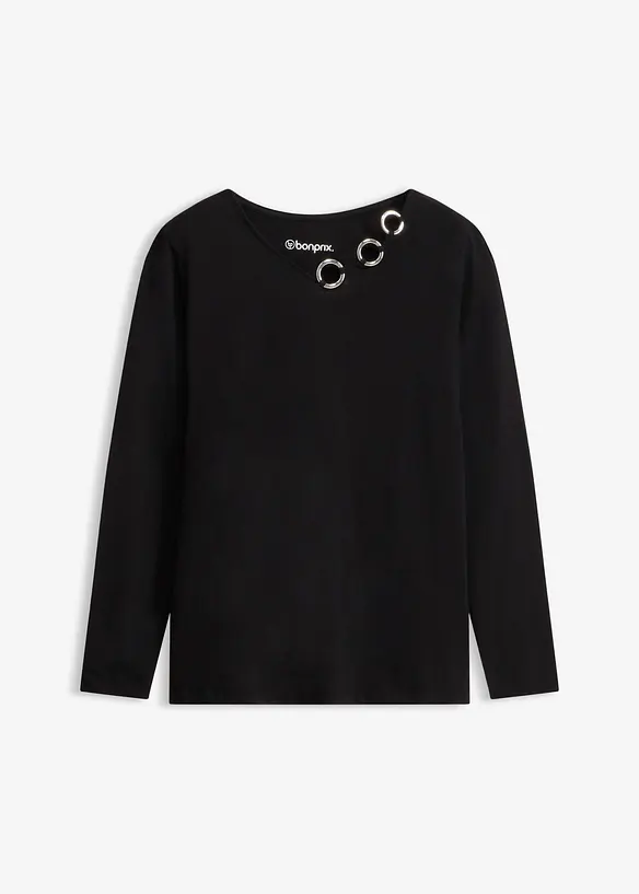 T-shirt manches longues d&eacute;tails &oelig;illets, bonprix