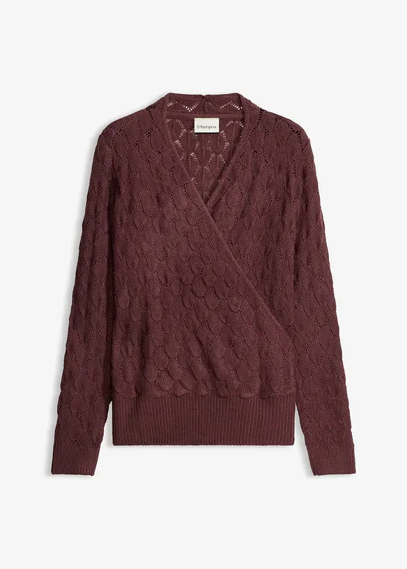 Pull ajour&eacute; style cache-c&oelig;ur, bonprix