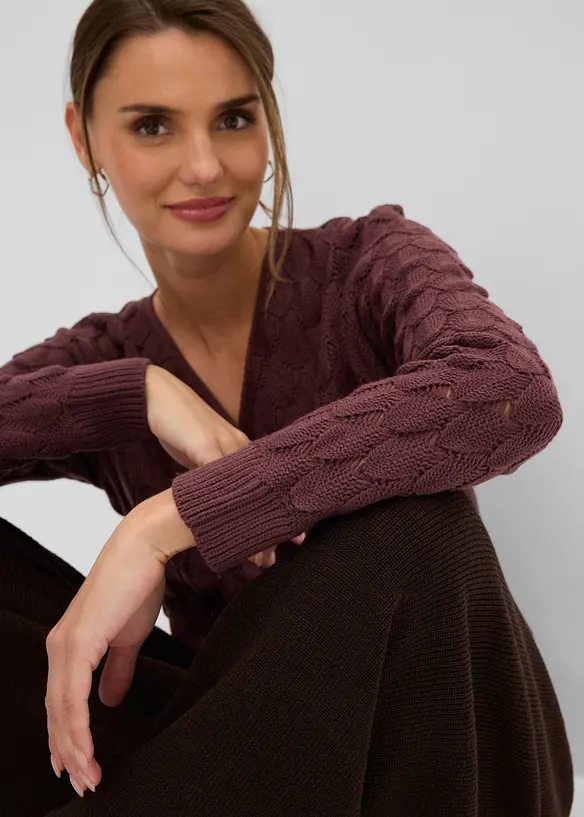 Pull ajour&eacute; style cache-c&oelig;ur, bonprix