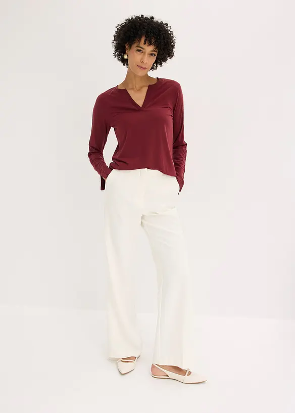 Langarmshirt mit Satinbesatz, bonprix