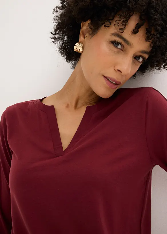 Langarmshirt mit Satinbesatz, bonprix
