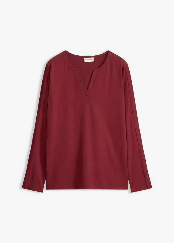 Langarmshirt mit Satinbesatz, bonprix