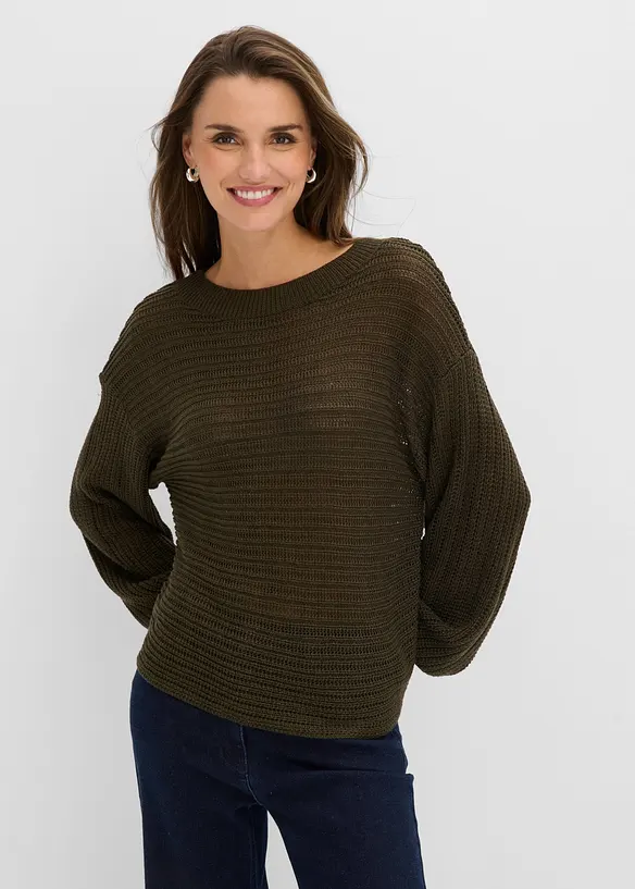 Pull oversize en maille ajour&eacute;e, bonprix