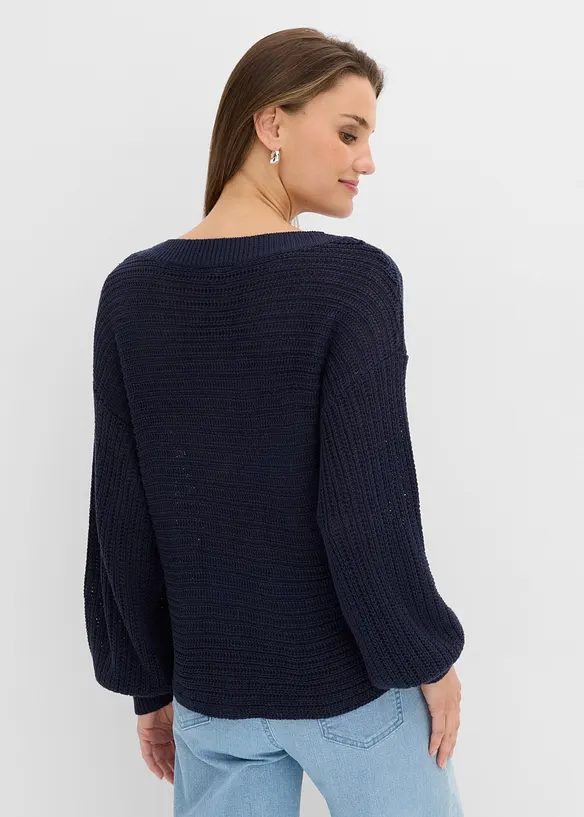 Oversize Lochstrick-Pullover, bonprix