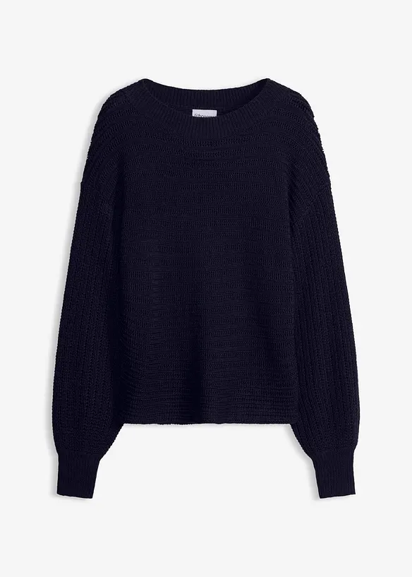 Oversize Lochstrick-Pullover, bonprix