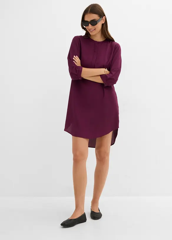 Robe &agrave; col rond et petite patte boutonn&eacute;e, bonprix
