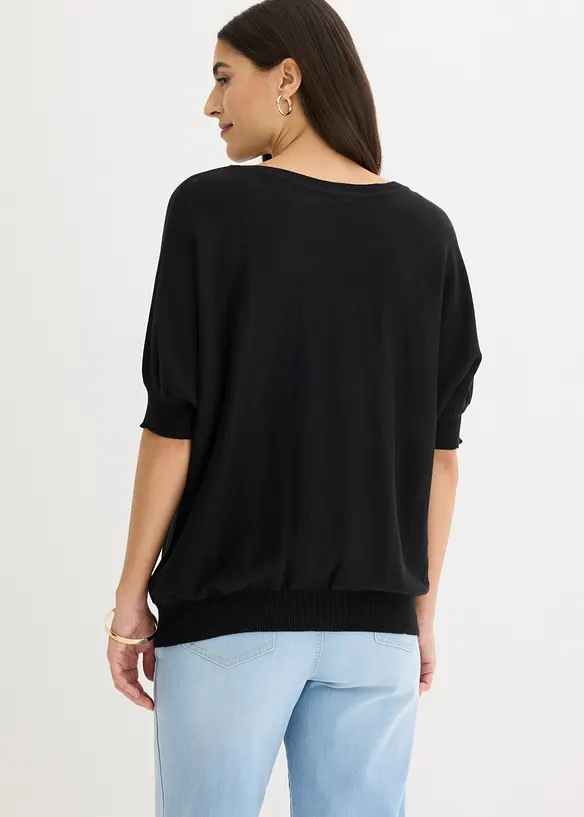 Pull en fine maille de coton m&eacute;lang&eacute;, bonprix